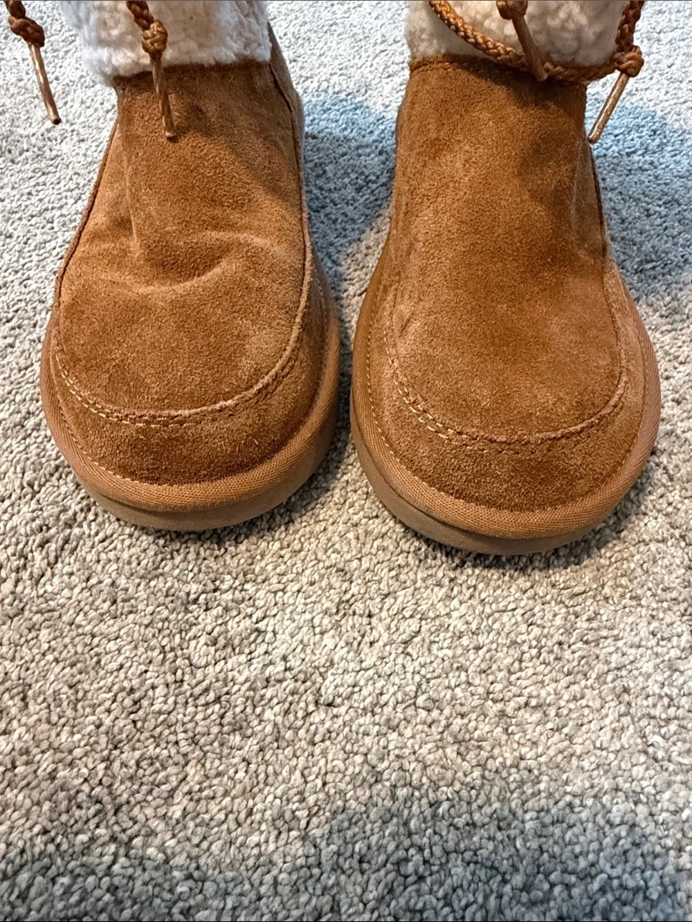 UGG Koolaburra Cozy Suede-Shearling Winter Boots - Chestnut Brown